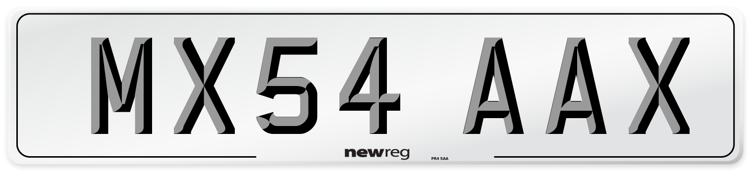 MX54 AAX Number Plate from New Reg